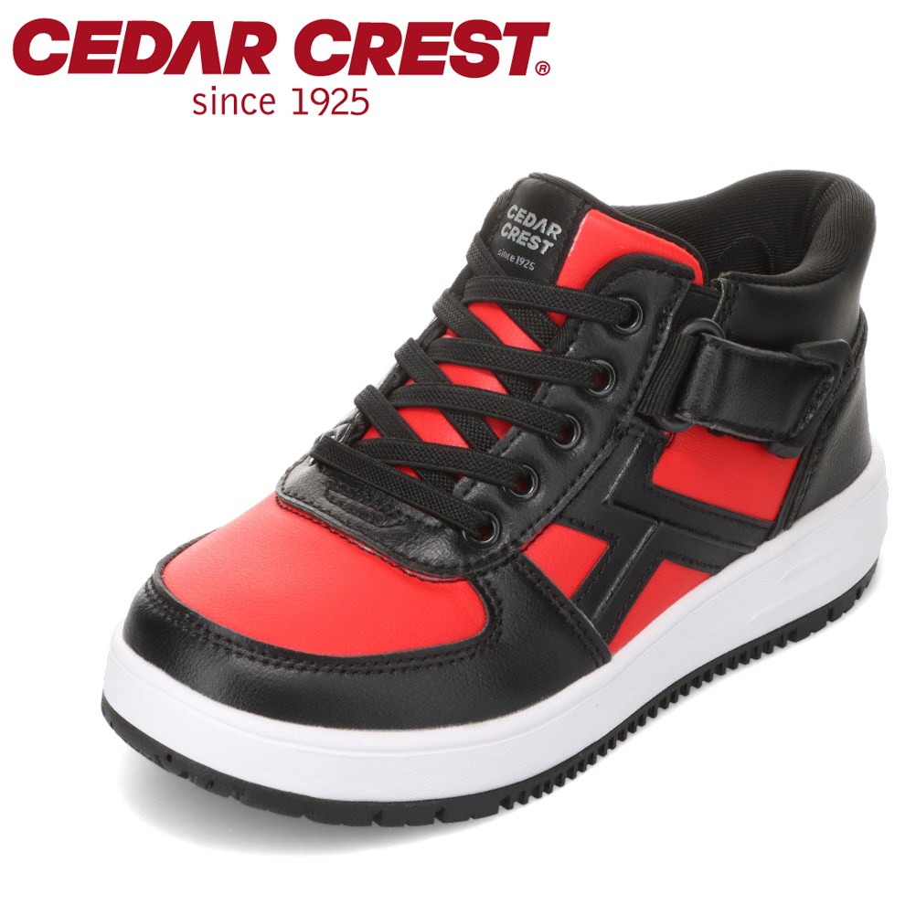 セダークレスト CEDAR CREST CC-3138 キッズ靴 靴 シューズ 2E スニーカー キッズ 運動靴 通学 体育 子供靴 男の子 スパットシューズ 手を使わずに履ける ハイカット ミッドカット スニーカー 人気 ブランド レッド×ブラック