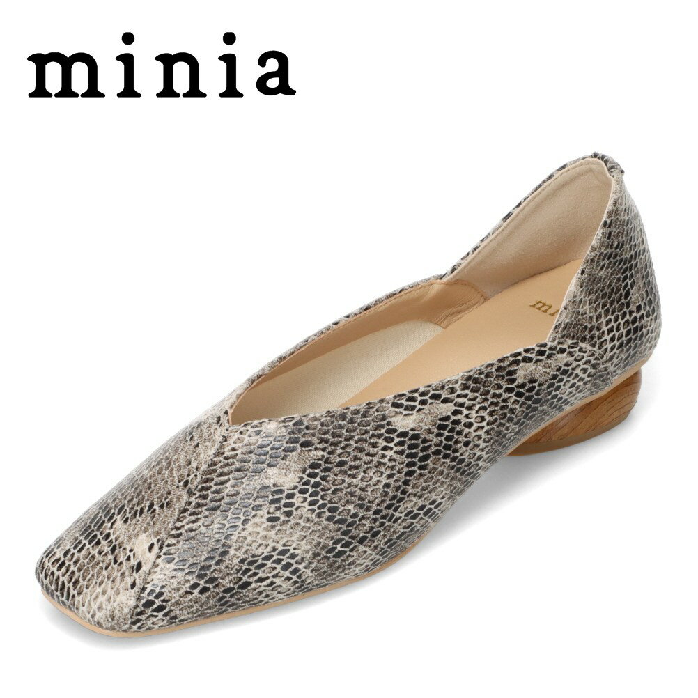 ミニア minia EC-0010 レディース靴 靴 シューズ 2E相当 パンプス ローヒール バブーシュ 2WAY Vカット モード スタイリッシュ エレガント サンドベージュ