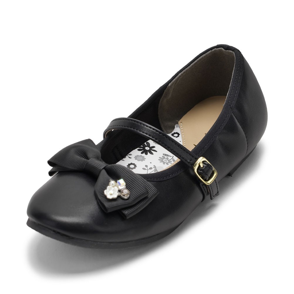 モンモン Mong Mong SMK-356 キッズ靴 子供靴 靴 シューズ 2E相当 フォーマル シューズ キッズ ストラップ 子供靴 女の子 発表会 結婚式 入学式 卒業式 エナメル リボン ビジュー キラキラ かわいい ブラック