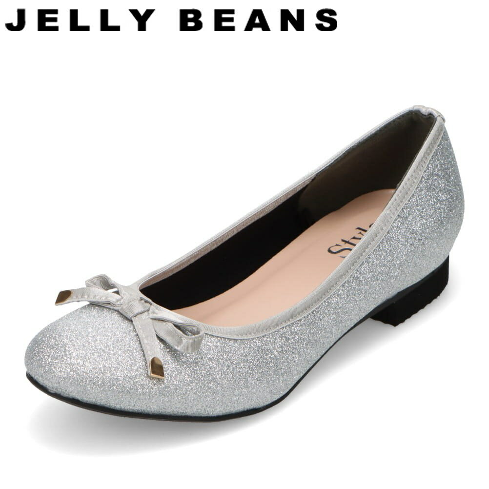 スタイルジェリービーンズ Style JELLY BEANS SJB-0001 レディース靴 靴 シューズ 2E パンプス バレエ フラット シューズ リボン ビジネス オフィス 通勤 シンプル シルバー