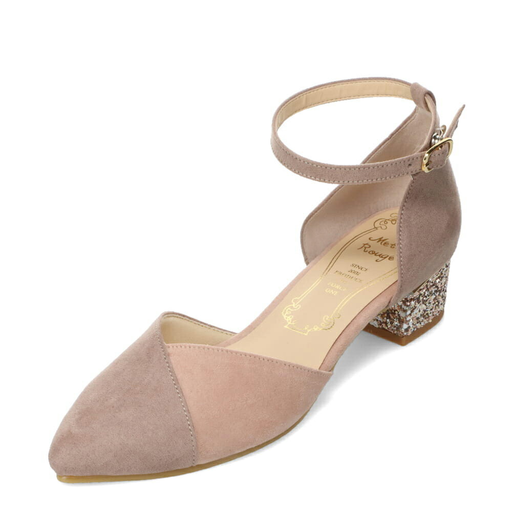 メタルルージュ Metal Rouge MR380 レディース靴 靴 シューズ 2E相当 パンプス アンクル ストラップ ローヒール 通勤 オフィス ビジネス 結婚式 パーティー フォーマル オケージョン 歩きやすい 疲れにくい グリッター ラメ チャンキーヒール グレー×コンビ