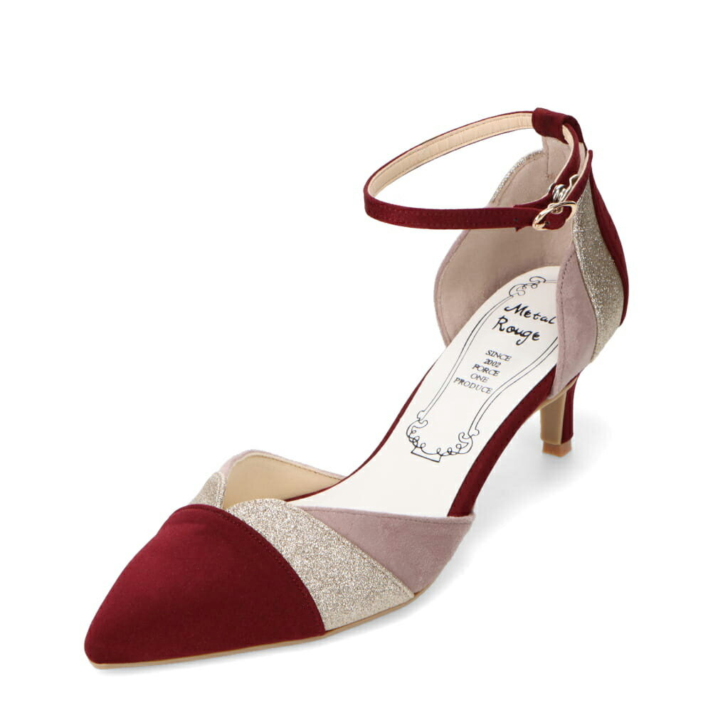 メタルルージュ Metal Rouge MR6699 レディース靴 靴 シューズ 2E相当 パンプス アンクル ストラップ 通勤 オフィス ビジネス 結婚式 パーティー フォーマル オケージョン 歩きやすい 疲れにくい ポインテッドトゥ ラメ キラキラ グリッター ワイン