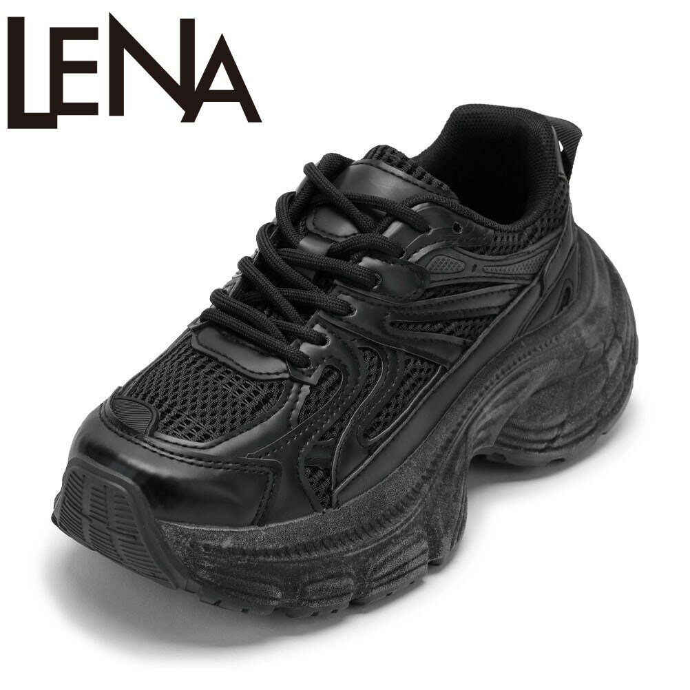 レナ LENA TS9550 レディース靴 靴 シューズ 2E スニーカー 厚底 ボリュームソール チャンキーソール ローカットスニーカー トレンド ブラック