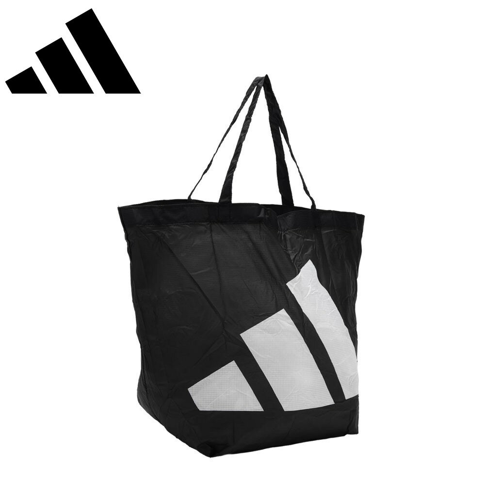アディダス adidas JZ1714 メンズ レディース バッグ エコバック 折り畳み おりたたみ パッカブル トートバッグ サブバッグ コンパクト 旅行 通勤 軽量 耐久性 ポリエステル 人気 ブランド ブラック×ホワイト