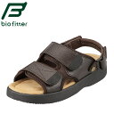 バイオフィッター らくほ biofitter BFR-3000 メンズ コンフォートサンダル ダブルベルト バックストラップ 幅広 3E フラット ダークブラウ...