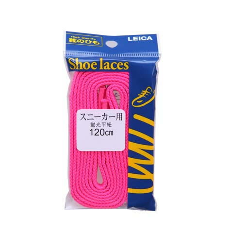 【全品P10倍！9日&10日20:00～4H限定】ライカ LEICA 61200 靴ひも 蛍光 平紐 120cm シューレース ピンク