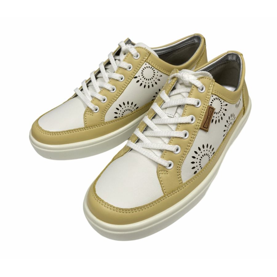 スニーカー アキレスソルボ ASC 0430 シロ/イエロー レディース 幅広 シューズ セールのサムネイル