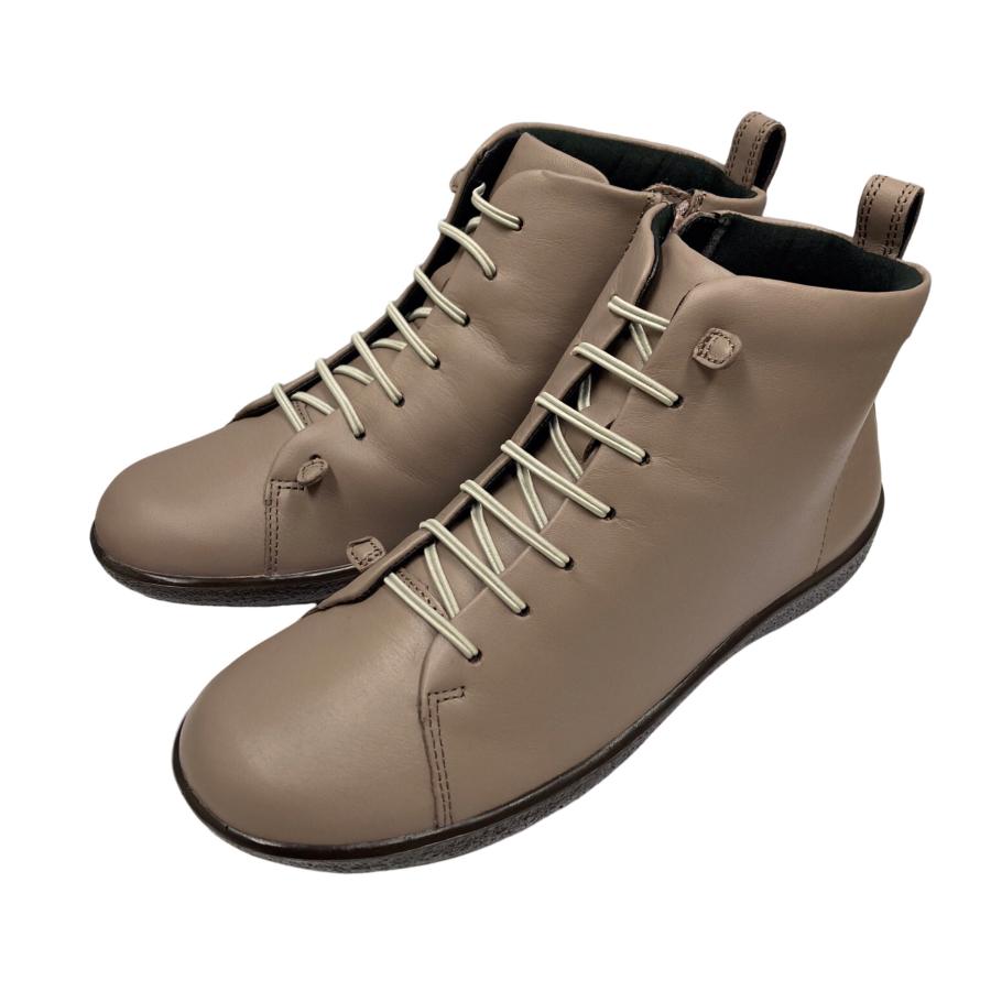 ハイカットスニーカー アキレスソルボ ASC 5380 グレー レディース 幅広 ゴム紐仕様 レザーシューズ