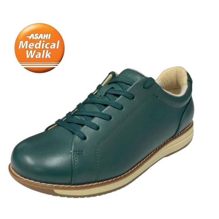 樂天商城 - アサヒメディカルウォーク AWW WK L038 グリーン アサヒ ASAHI medical walk 天然皮革 ウォーキング シューズ 女性 スニーカー SHM+ ウィズ 3E レザ
