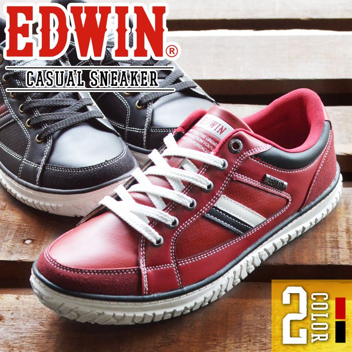 楽天スーパーSALE限定【割引SALE】【送料無料】EDWIN エドウィン スニーカー メンズ 軽量 カジュアルシューズ 防滑 幅広 3E EEE カジュアルスニーカー ローカット サイドライン コンフォートシューズ 男性 靴 紳士靴 メンズシューズ/