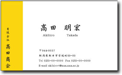 名刺 作成 名刺 印刷【2色名刺・縦ライン1(横型)(1セット100枚)・ケース付】