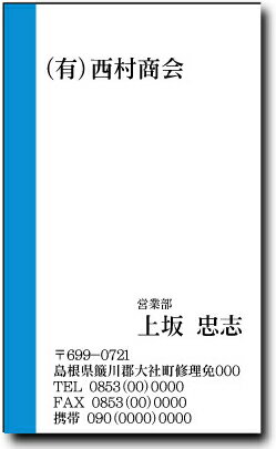 名刺 作成 名刺 印刷【2色名刺・縦ライン2(縦型)(10枚単位)】