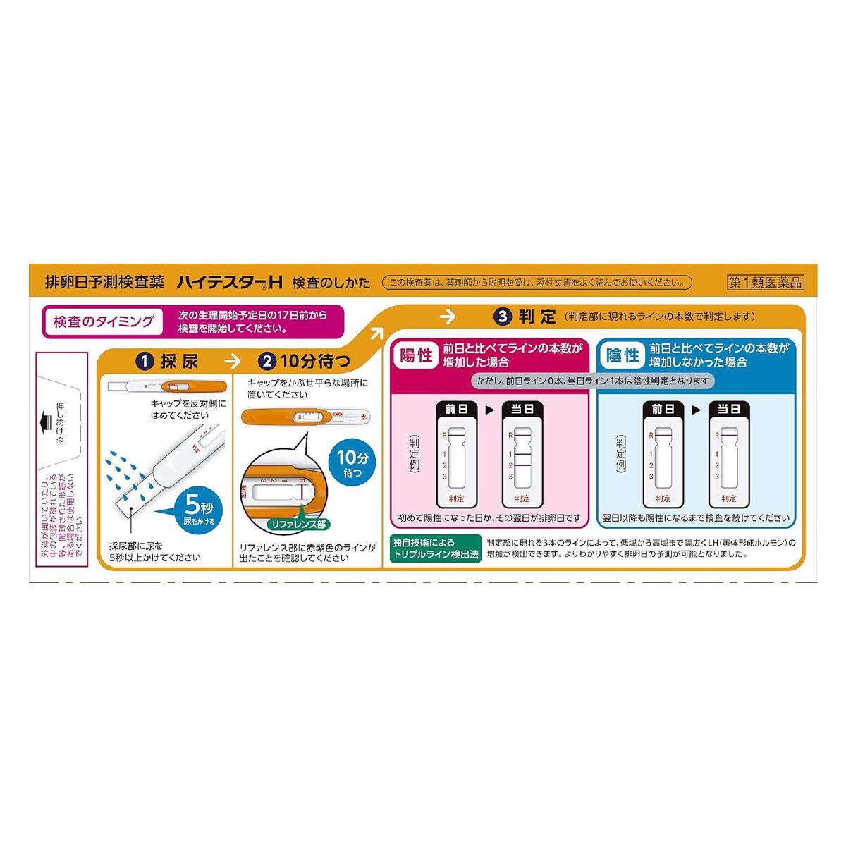 【第1類医薬品】ハイテスターH 10回分 10回用 排卵日予測検査薬 排卵検査薬 女性 妊娠 妊活 LH 黄体形成ホルモン 初めてでも簡単 アリナミン製薬 プライバシー梱包対応