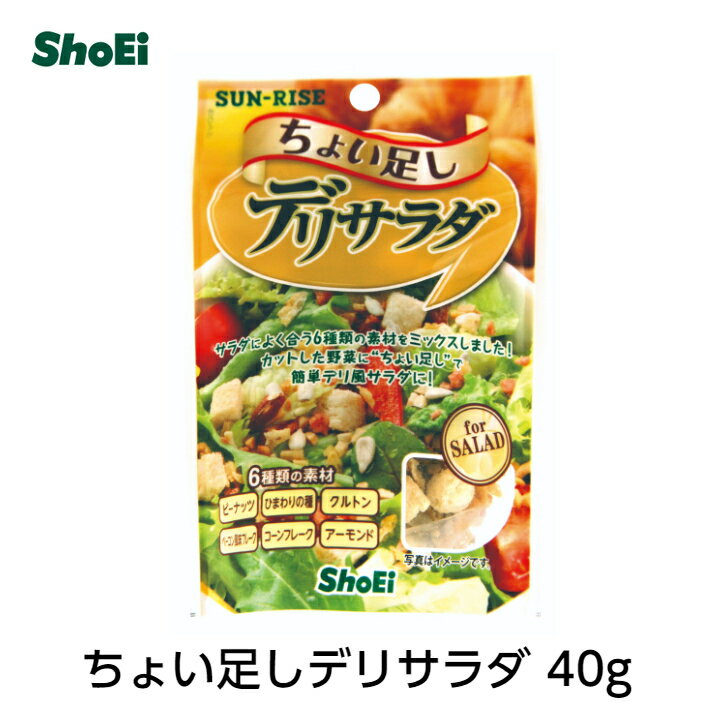 ちょい足しデリサラダ40g【国内製造】国内工場 国内製造 ピーナッツ ひまわりの種 クルトン ベーコン風味フレーク ベーコンビッツ コーンフレーク アーモンドチャック サラダ 正栄 正栄食品 正栄食品工業 shoei