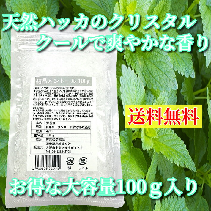 結晶 メントール 100g 天然 薄荷脳 ハ