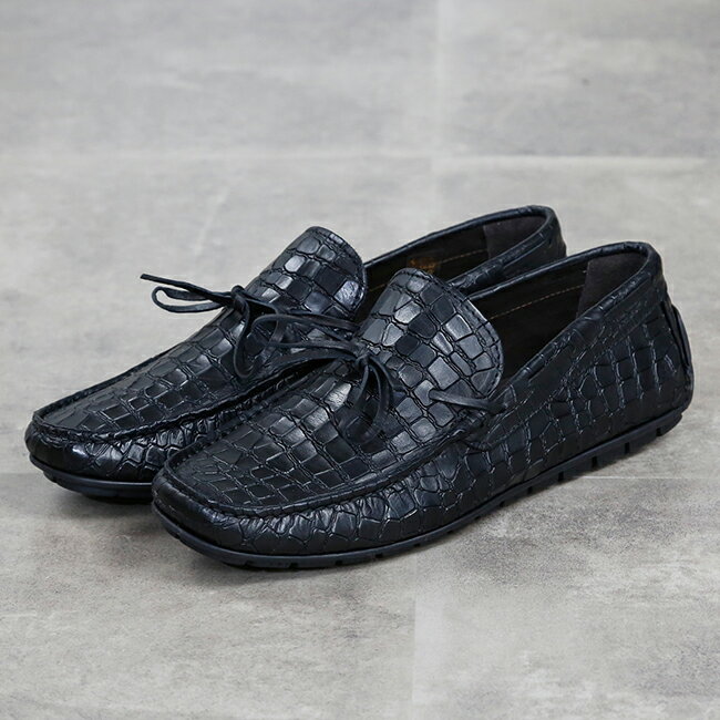 Orobianco GARDA / 2 [ Driving Shoes ] COCCO STAMPATO NEROオロビアンコ ドライビングシューズ クロコ型押し ブラック カジュアル 192-GARDA-2-NERO