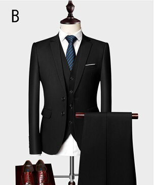 【新品セール 送料無料】メンズスーツ 3点セット 長袖ジャケット+パンツ+ベスト 礼服 メンズ スーツ 細身 結婚式 花婿 撮影 セットアップ スリーピーススーツ おしゃれ 着痩せ カジュアルスーツ セレモニー ビジネス パーティー 二次会 通勤 OL オフィス 就職 紳士服