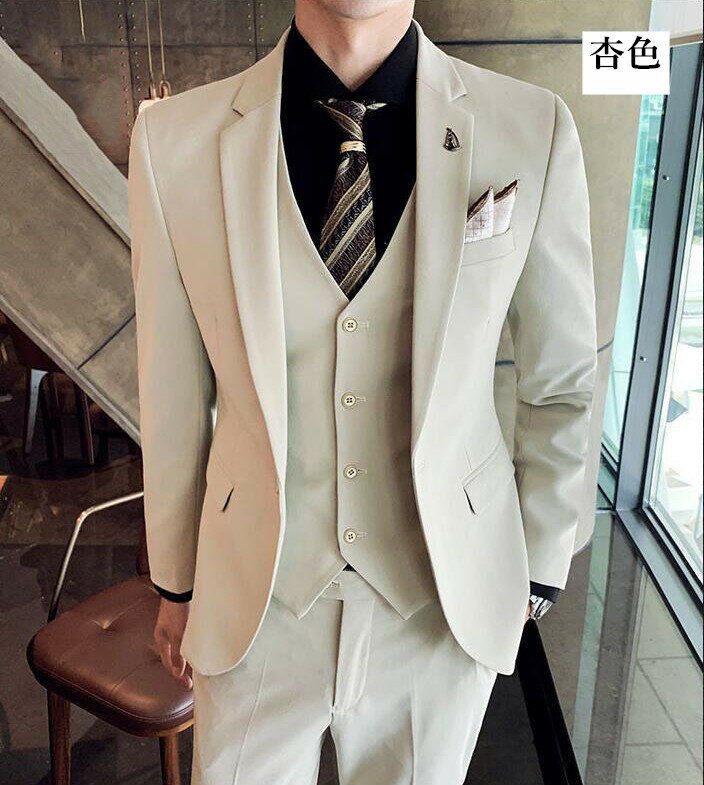 【セール 送料無料】メンズ スーツ 長袖ジャケット+ズボン+ベスト 3点セット 礼服 花婿 撮影 高級感 スリムスーツ 3ピーススーツ ビジネススーツ カジュアル 紳士服 結婚式 披露宴 司会 忘年会 フォーマル パーティー 二次会 通勤 就職 発表会 成人式 細身 着痩せ 春秋冬