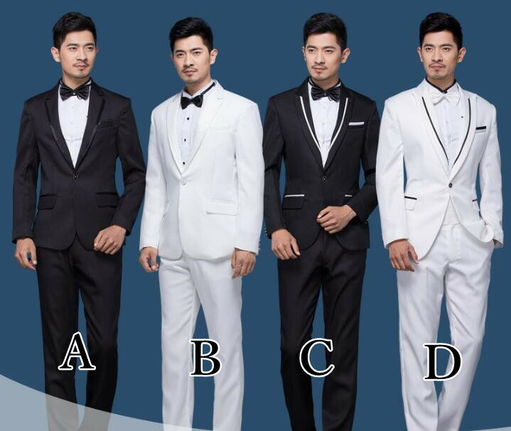 【送料無料】メンズスーツ 礼服 2点セット 長袖ジャケット＋パンツ フォーマルスーツ 黒 白 細身 着痩 結婚式 花婿 撮影 スタイリッシュ タキシードスーツ ビジネス 紳士服 セットアップ 司会 舞台 パーティー 通勤 OL 発表会 忘年会 黒 白 おしゃれスーツ