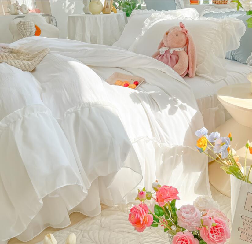 【送料無料】布団カバー 3点セット/4点セット 姫系 肌触り良い シングル ダブル 通気性 ベッドカバー ..