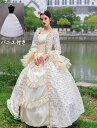 【送料無料】貴族ドレス お姫様ドレス パニエ付き 礼服 中世貴族風 貴婦人 ヨーロッパ風 華やか 高級感 宮廷 可愛い花柄 レース フレア袖 長袖 シャンパン ステージ 舞台 王族服 演奏会 パーティードレス カラードレス ハロウィン 演出服 演劇 オペラ声楽 イベント 撮影(4)