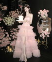 【送料無料】お姫様ドレス 花嫁ドレス お誕生日 成人式 結婚式 カラードレス ピンク 前撮り 演奏会ドレス オフショルダー高級感 チュール 撮影 ウェディングド...