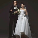 【送料無料】ウェディングドレス オフショルダー 上品 高級感 白 シンプル 結婚式 前撮り サテンブライダル 海外挙式 Aライン お花嫁ドレス フォト婚 イブイ...
