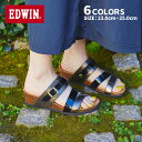EDWIN エドウィン サンダル レディース EW6012 幅広ストラップ スライドサンダル 新色シルバー ピンク ブラック ベージュ ブラウン ウェッジソール コンフォートサンダル