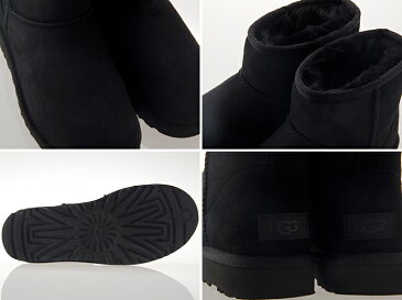 アグ UGG AUSTRALIA WOMENS CLASSIC MINI II ウィメンズ クラシック ミニ 2 レディース ムートンブーツ シープスキン BLACK ブラック #1016222-blk