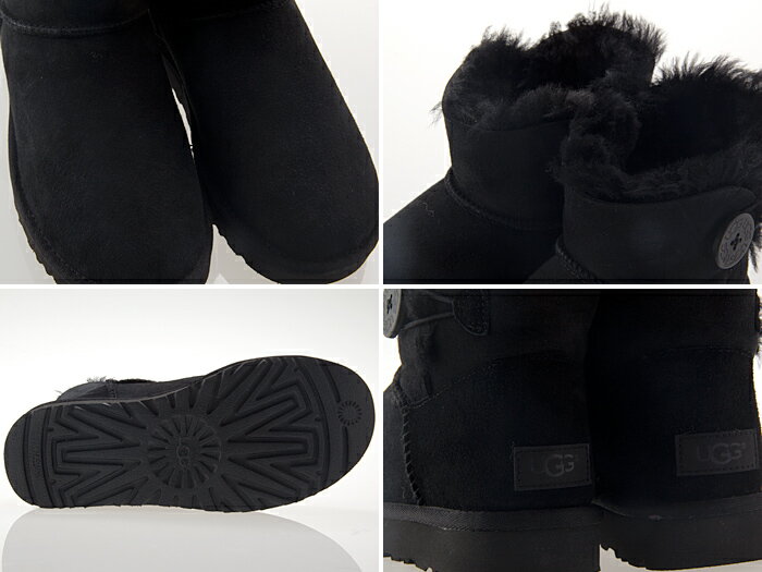 アグ UGG AUSTRALIA WOMENS MINI BAILEY BUTTON II ウィメンズ ミニ ベイリー ボタン 2 レディース ムートンブーツ シープスキン BLACK ブラック #1016422-blk