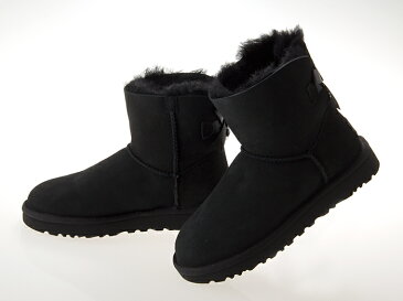 アグ UGG AUSTRALIA WOMENS MINI BAILEY BOW II ウィメンズ ミニ ベイリー ボウ 2 レディース ムートンブーツ シープスキン BLACK ブラック 黒 #1016501-blk