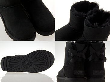 アグ UGG AUSTRALIA WOMENS MINI BAILEY BOW II ウィメンズ ミニ ベイリー ボウ 2 レディース ムートンブーツ シープスキン BLACK ブラック 黒 #1016501-blk