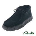 Clarks クラークス トーヒルハイ メンズ レースアップ カジュアル シューズ ワラビーシューズ 厚底 Torhill Hi Black Sde ブラックスエード 黒