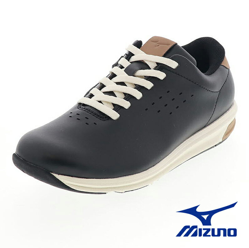 ミズノ ユウドウII レディース ひざに優しい ウォーキングシューズ ローカットスニーカー 運動靴 3E幅 ジップ付き MIZUNO B1GW2301 09 ブラック