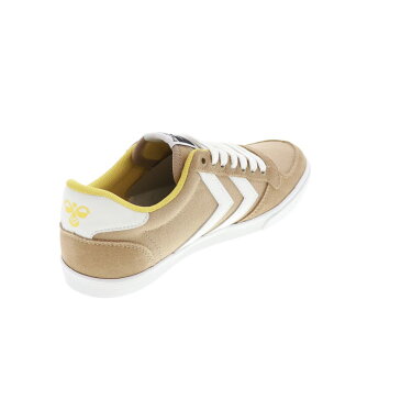 ヒュンメル レディース スニーカー キャンバス シューズ ローカット hummel スリマースタディール ロー 208967 8031 LARK MELANGE ベージュ/イエロー 22.5cm〜25.0cm