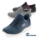 スケッチャーズ スリップインズ レディーススニーカー 幅広ワイド SKECHERS Slip ins SUMMITS DAZZLING HAZE 149937W グレー/ネイビー/ブラック