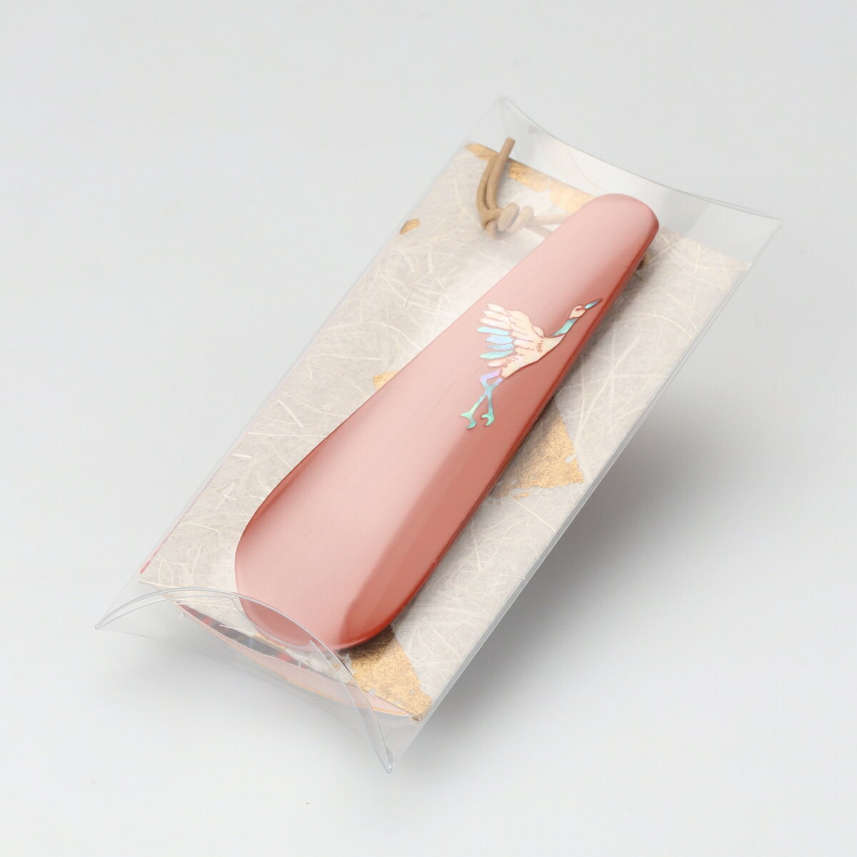【高岡漆器】靴べら 鶴 朱 [2]