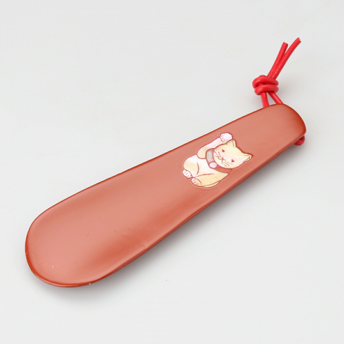 【高岡漆器】靴べら 招き猫 朱