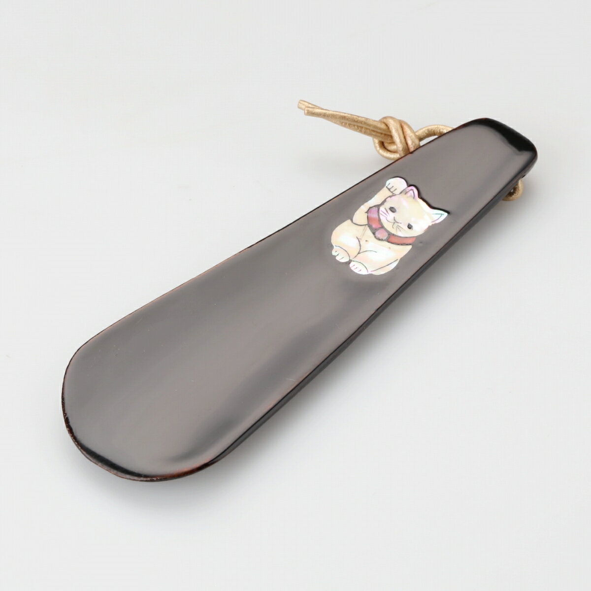 【高岡漆器】靴べら 招き猫 黒