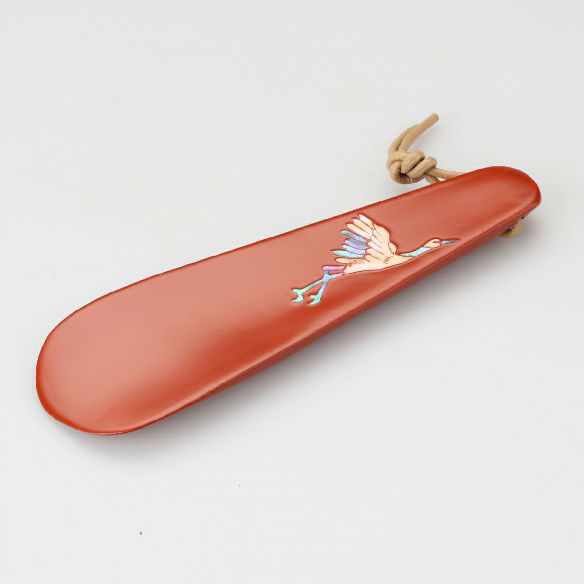 【高岡漆器】靴べら 鶴 朱