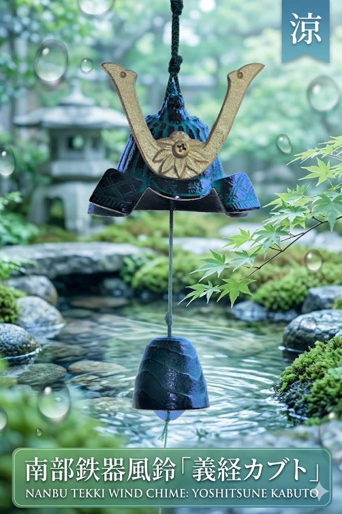 南部鉄器 鉄 風鈴 源義経 カブト おしゃれ オシャレ かわいい 可愛い 音色 の 良い...