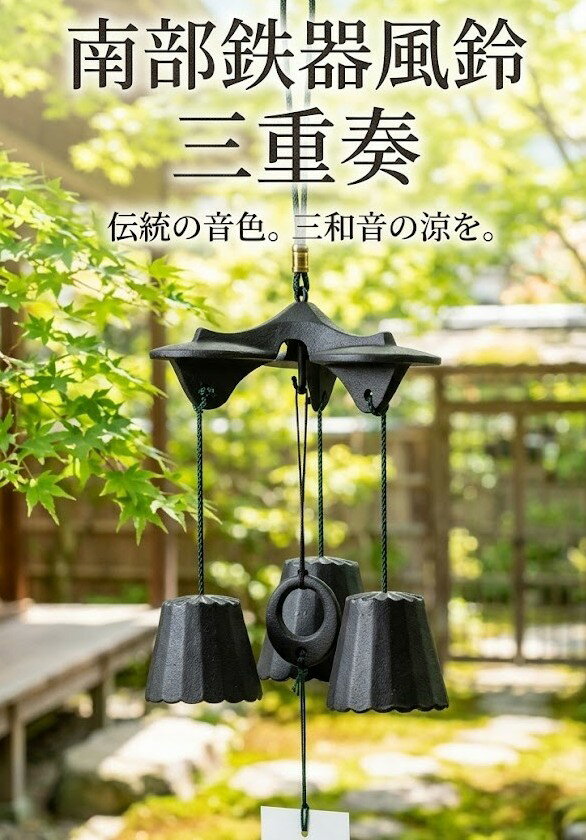 楽天市場】南部鉄器 風鈴 三重奏の通販