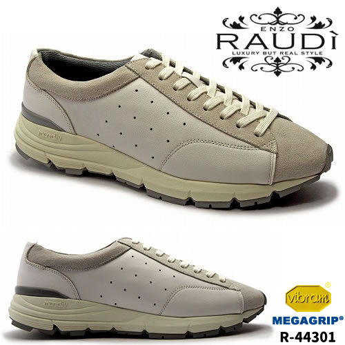 RAUDi ラウディ 本革カジュアルシューズ スニーカー メンズ ホワイト R-44301