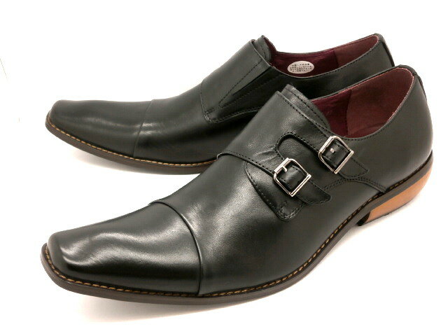 BG−2800(ブラック) ダブルモンク ファッションビジネスシューズ メンズ 靴