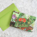 hummingpippi(ハミングピッピ) hummingpippi Card/ハミッピカード (封筒付き二つ折りメッセージカード)　コザクラインコ/グリーン