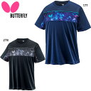 バタフライ メンズ レディース ラセナ・Tシャツ 卓球 ウェア 競技 半袖 吸水速乾 伸縮 日本製 男女兼用 ブラック 黒 ブルー 青 Butterfly 46...