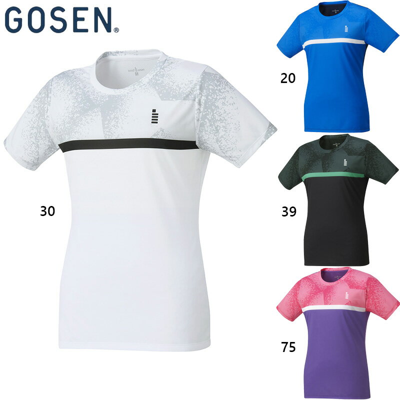 ゴーセン レディース ゲームシャツ バドミントン ウェア 競技 ホワイト 白 ブラック 黒 ブルー 青 パープル 紫 送料無料 GOSEN T2409