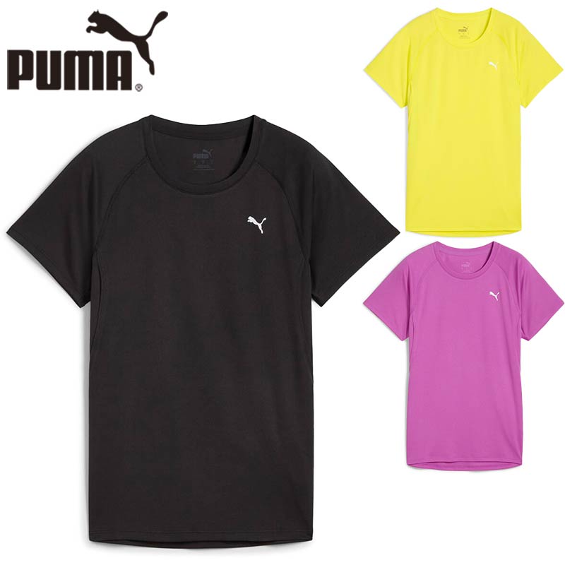 プーマ レディース RUN VELOCITY Tシャツ ウィメンズ アパレル ランニング トップス 半袖 吸水速乾 運動 スポーツ ブラック 黒 イエロー ピンク 黄色 PUMA 527258