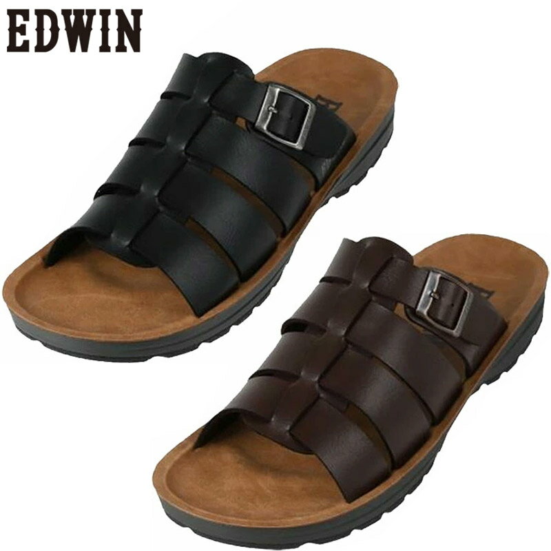 エドウィン サンダル メンズ サンダル 靴 シューズ コンフォート カジュアル シンプル つっかけ ブラック 黒 ブラウン 茶色 送料無料 EDWIN EW5112