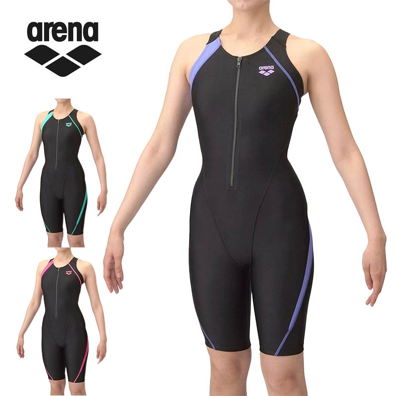 アリーナ レディース アクアエクサ フィットネスワンピーススパッツ(Yバック・差し込みパッド) 水泳 ウェア 競技 フィットネス水着 運動 ピンク パープル 紫...